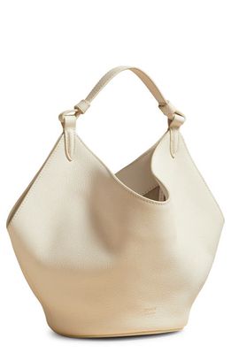 Khaite Mini Lotus Leather Top Handle Bag in Off White