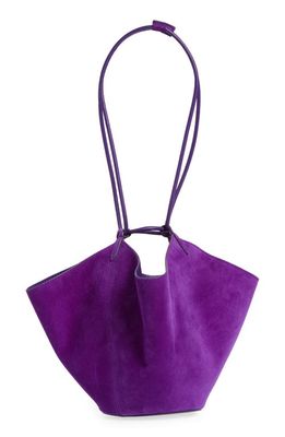Khaite Mini Lotus Suede Shoulder Bag in Violet