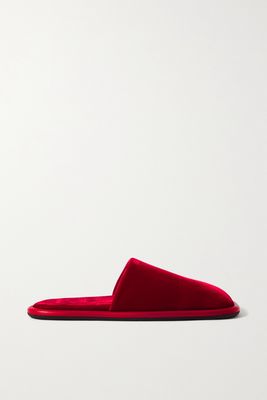 Khaite - Monaco Leather-trimmed Velvet Slides - Red
