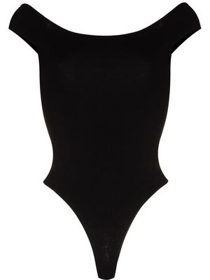 KHAITE off-shoulder short-sleeve bodysuit - Black