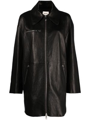 KHAITE oversize zip-up leather jacket - Black