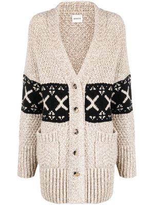 KHAITE patterned-knit buttoned cashmere cardigan - Neutrals