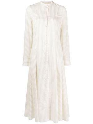 KHAITE pinstripe-print shirt minidress - White