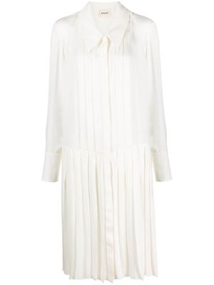 KHAITE pleated silk shirt dress - White