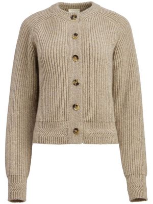 KHAITE ribbed-knit cashmere cardigan - Neutrals