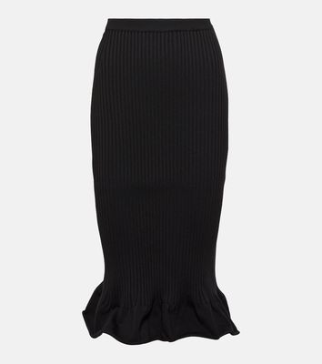Khaite Sapphi ribbed-knit wool-blend midi skirt