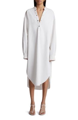 Khaite Seffi Long Sleeve Midi Shirtdress in White