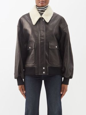Khaite - Shellar Shearling-collar Leather Jacket - Womens - Black