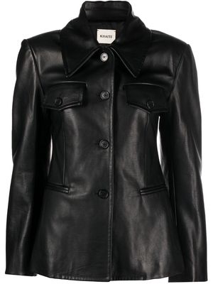 KHAITE single-breasted leather jacket - Black