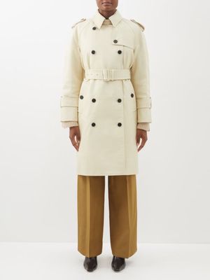 Khaite - Spellman Belted Leather Trench Coat - Womens - Ivory