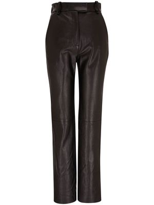 KHAITE straight leather trousers - Black
