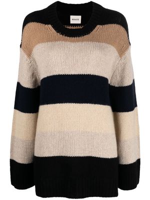 KHAITE striped cashmere jumper - Black