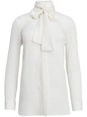 KHAITE Tash scarf-detail silk blouse - White