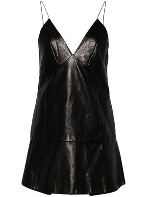 KHAITE The Archie leather minidress - Black