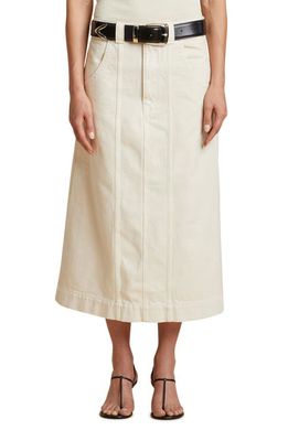 Khaite The Caroline Cotton Denim Skirt in Ivory Rigid
