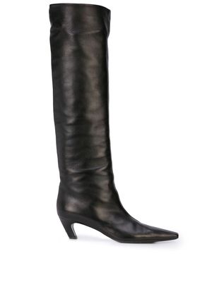 KHAITE The Davis 50mm leather boots - Black