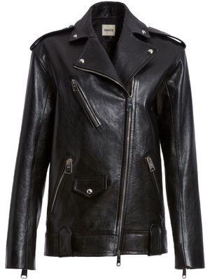 KHAITE The Hanson off-centre leather jacket - Black