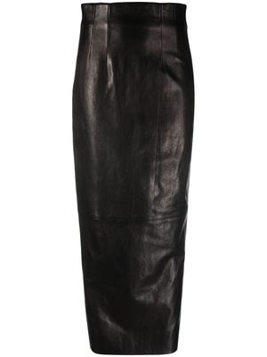 KHAITE The Loxley leather midi skirt - Black
