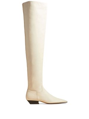 KHAITE The Marfa over-the-knee leather boots - White