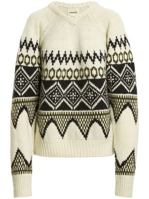 KHAITE The Nalani patterned intarsia-knit jumper - Neutrals