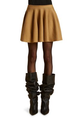 Khaite Ulli Wool Blend Circle Miniskirt in Nougat