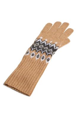 Khaite Vail Fair Isle Cashmere Blend Gloves in Camel Multi