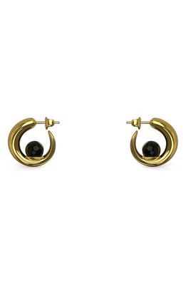 Khiry Tiny Isha Onyx Stone Vermeil Hoop Earrings in Polished Gold Vermeil