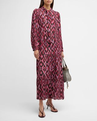 Khloe Tiered Geometric-Print Midi Dress