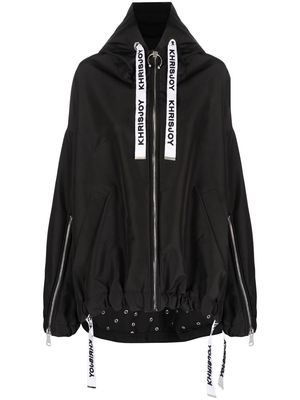 Khrisjoy drawstring hooded zip-up jacket - Black
