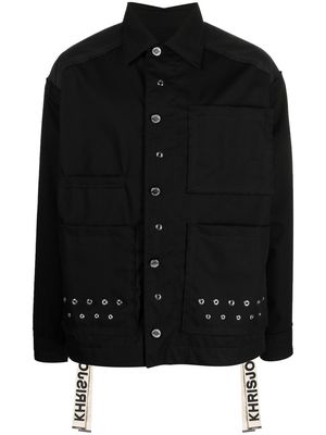 Khrisjoy eyelet-embellished military jacket - Black