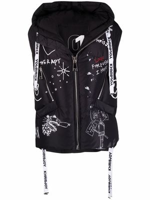Khrisjoy graffiti-print down-feather jacket - Black