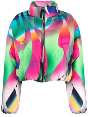 Khrisjoy graphic-print padded cropped jacket - Green