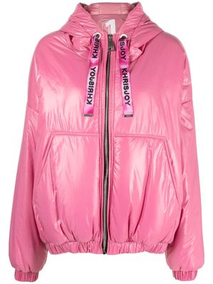 Khrisjoy high-shine hooded jacket - Pink