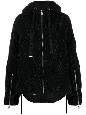 Khrisjoy Iconic rhinestone-embellished hooded puffer jacket - Black