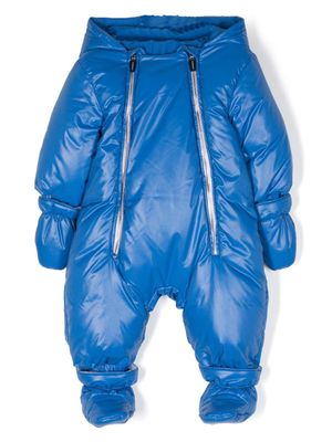 Khrisjoy Kids high-shine hooded padded snowsuit - Blue