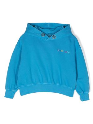Khrisjoy Kids logo-embroidered cotton hoodie - Blue