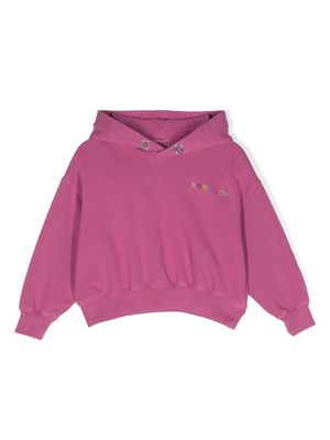 Khrisjoy Kids logo-embroidered cotton hoodie - Pink