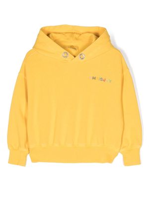 Khrisjoy Kids logo-embroidered cotton hoodie - Yellow