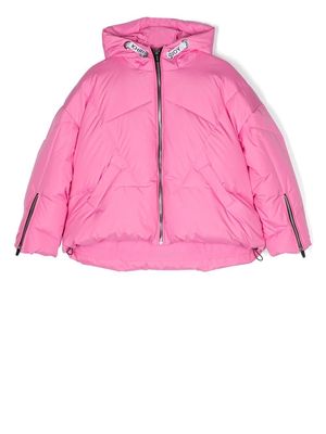 Khrisjoy Kids logo-print quilted jacket - Pink