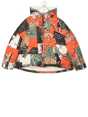 Khrisjoy Kids paisley-print patchwork hooded jacket - Orange