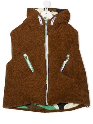 Khrisjoy Kids Puff Pile fleece hooded gilet - Brown