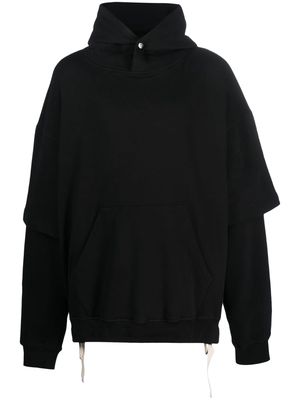 Khrisjoy layered-sleeves cotton hoodie - Black