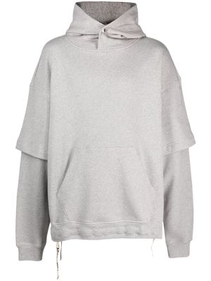 Khrisjoy layered-sleeves cotton hoodie - Grey