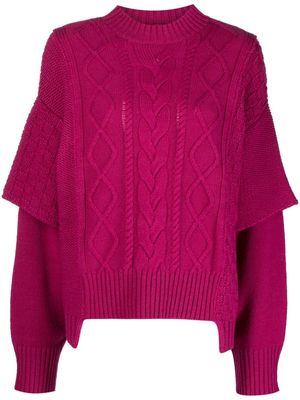 Khrisjoy logo-jacquard cable-knit jumper - Pink