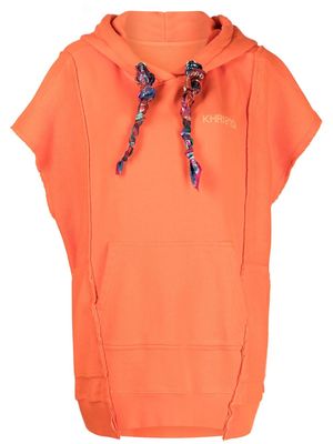 Khrisjoy logo-print panelled sleeveless hoodie - Orange