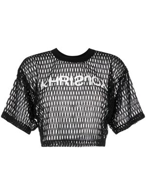 Khrisjoy logo-print perforated T-shirt - Black
