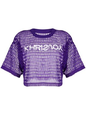 Khrisjoy logo-print perforated T-shirt - Purple