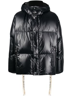 Khrisjoy logo-tape detail hooded padded jacket - Black