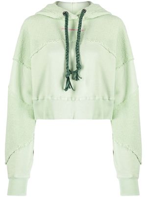 Khrisjoy panelled cropped cotton hoodie - Green