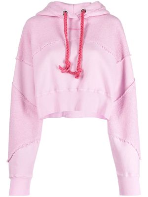 Khrisjoy panelled cropped cotton hoodie - Pink